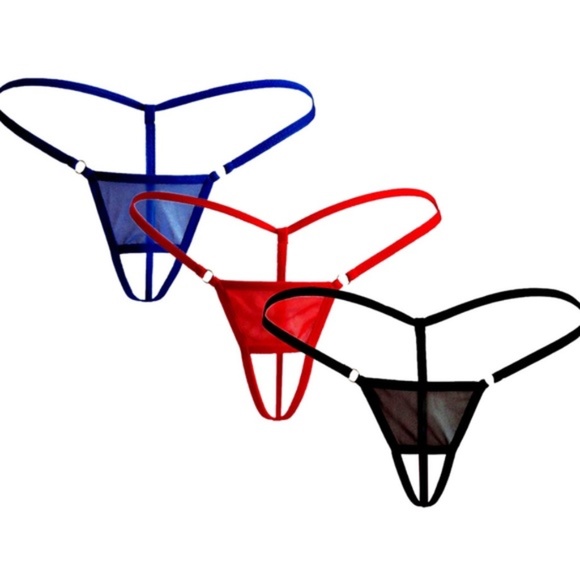 A Open Crotch BLUE Micro Bikini Thong Erotic G-string - Waist is 26" to 36" - Picture 2 of 3